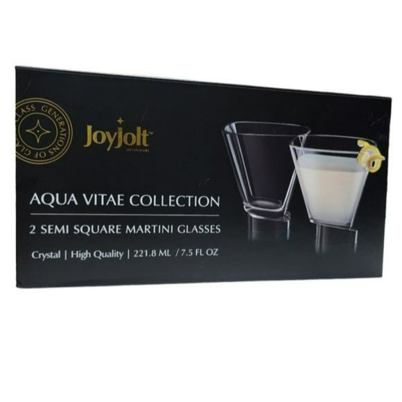 Set of Two‎ Semi Square Cocktail Dessert Martini Crystal Drinking Glass 7.5 Oz - Picture 6 of 16